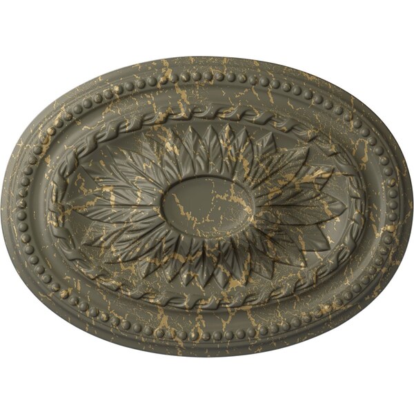 Ekena Millwork Saverne Ceiling Medallion, Hand-Painted Witch Hazel Crackle, 18 1/2"W x 13 1/2"H x 1 7/8"P CM18SAWHC - main